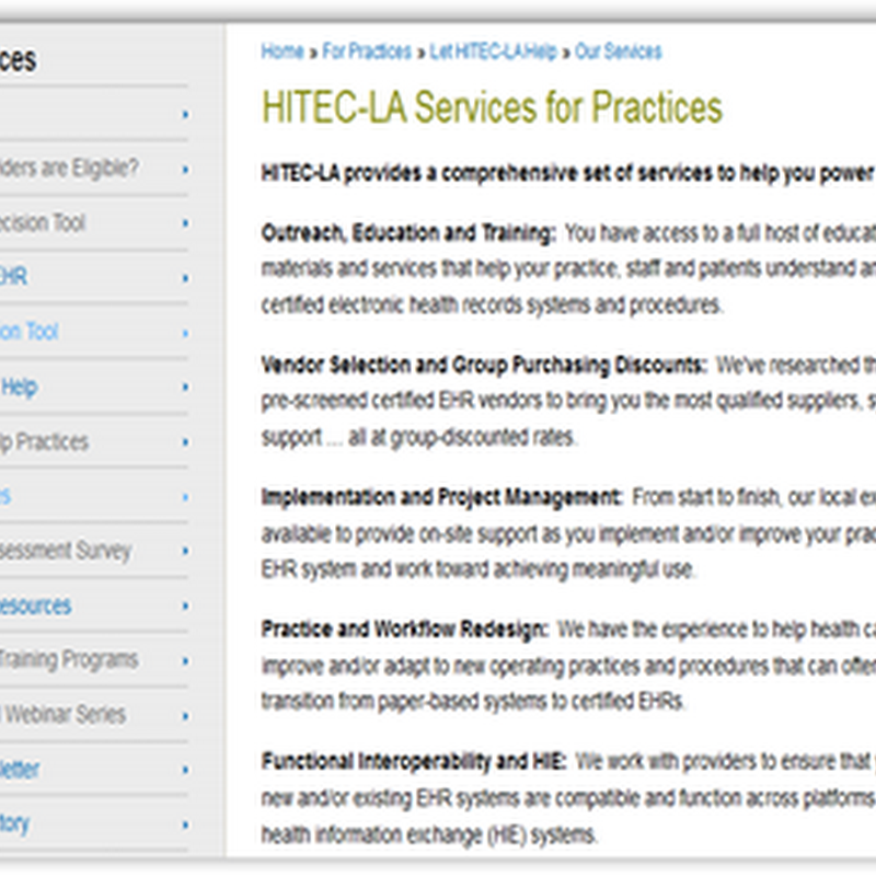 Not All ONC REC Centers Are the Same–Compare HITEC LA County and Orange County–OC Page Listed on an Insurance Administrators Web Site With Zero Info