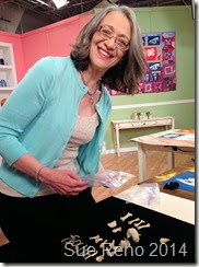 Sue Reno on the set of Quilting Arts Tv