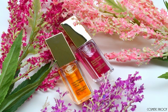 Clarins Spring Makeup Collection 2015 Instant Light Lip Comfort Oil in Raspberry and Honey Review Swatches