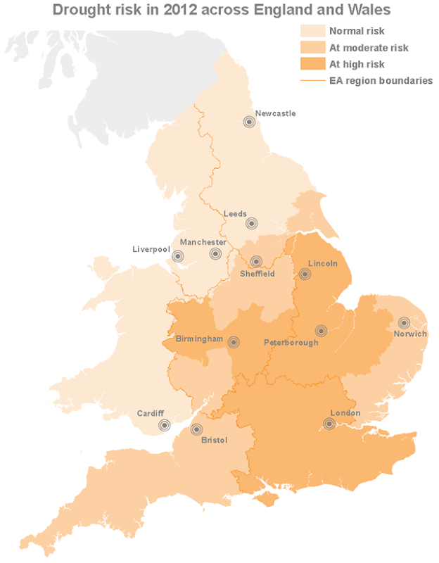 Drought risk in 2012 across England and Wales. environment-agency.gov.uk