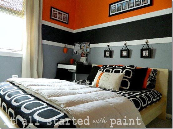 Teen Room Orange Gray Black Ikea Malm Bed