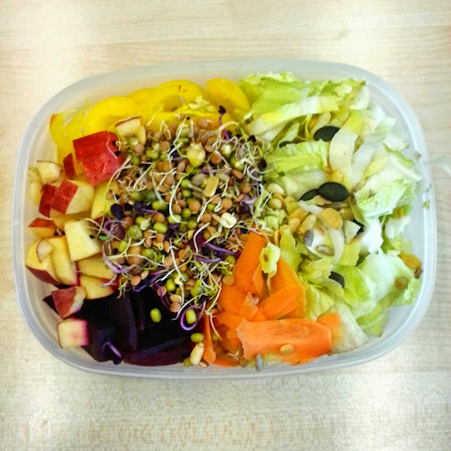 Grosser gemischter Salat mit Sprossen und Nüssen