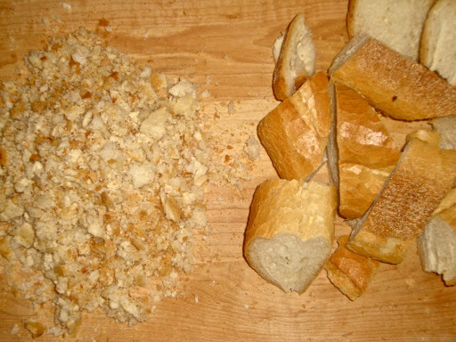 Since store bought breadcrumbs are so finely crumbled, I like to make mine a bit chunkier for that rustic, homemade feeling.
