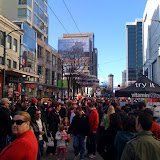 Granville and Robson is PACKED. Granville and Robson is PACKED.