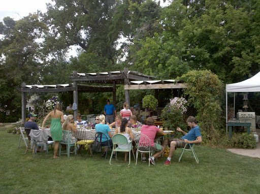 The group sits down to enjoy our meal.