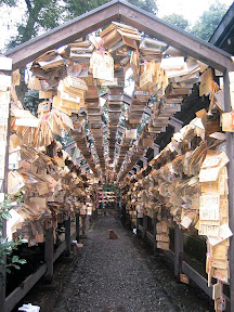 A massive collection of prayer boards at Hikawa shrine, in Kawagoe