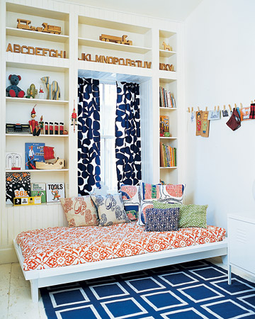 Vibrant patterns enliven Rebecca Robertson's son Luca's room. This layering of pattern is perfect for a growing boy's room. Vibrant patterns enliven Rebecca Robertson's son Luca's room. This layering of pattern is perfect for a growing boy's room.