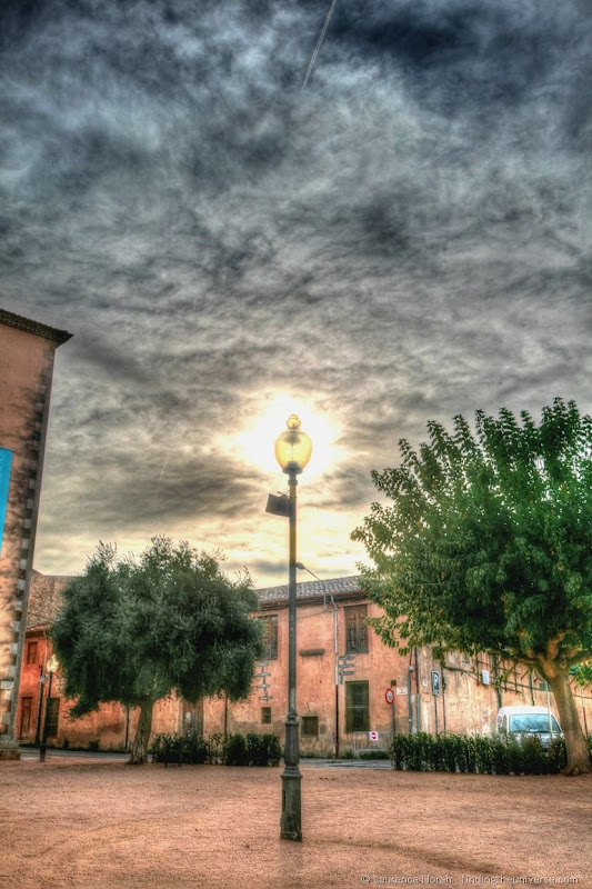 Glowing street lamp spain catalonia Glowing street lamp spain catalonia