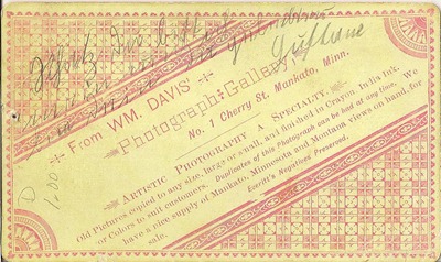 CdV Man with hat Fergus Falls Antiques back CdV Man with hat Fergus Falls Antiques back
