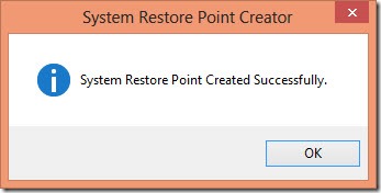 restore point created restore point created