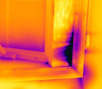 Poor air sealing around the moulding of a casement window.