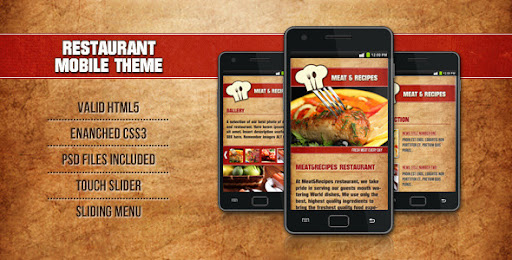 Restaurant Mobile Theme Meat&Recipes - Mobile Site Templates