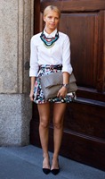 STATEMENT-NECKLACE-STOCKHOLM-STREET-STYLE-MULTICOLOR-BEADS-FASHION-WEEK-ZARA-HEELS-FLORAL-PRINT-A-LINE-FULL-SKIRT-CELINE-CLUTCH-BUTTON-UP-WHITE-SHIRT
