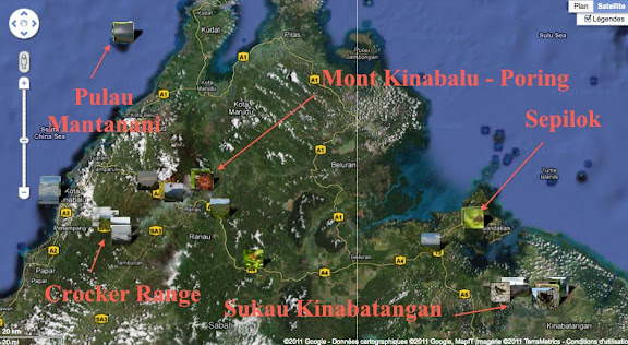 Localisation des photos au Sabah (Bornéo, Malaisie)