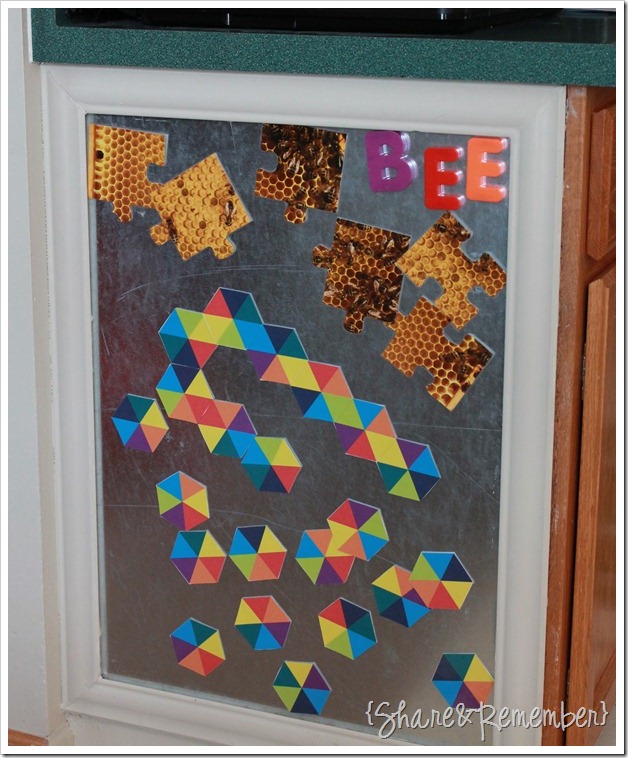 magnet hexagons bees