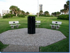 7165 Texas, South Padre Island - eight-sided memorial to those who lost their lives in the collapse of the Queen Isabella Causeway and 3 benches for the survivors