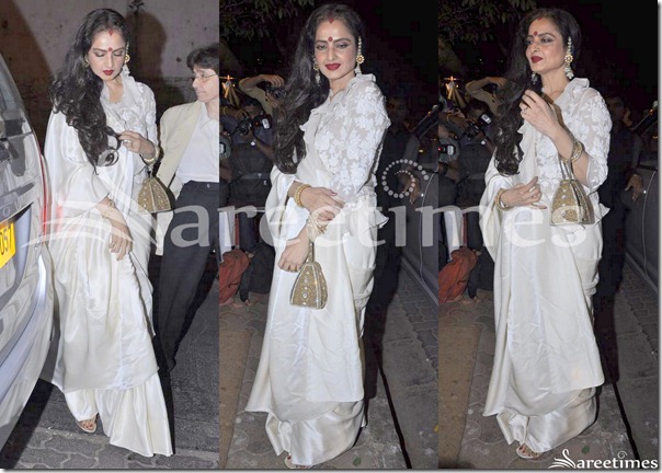 Rekha_White_Silk_Saree