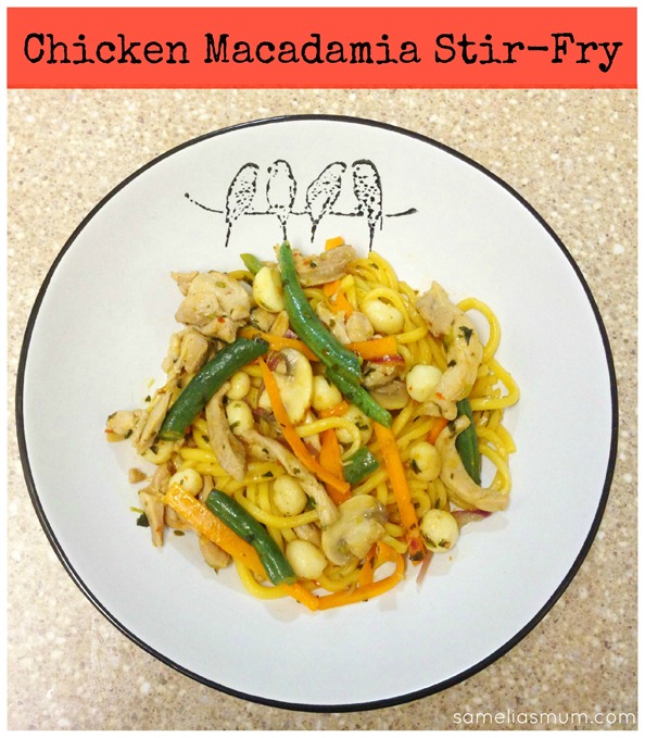 Chicken Macadamia Stir Fry with Noodles