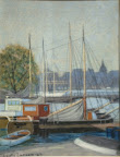 Blasieholmen art. nr 2005. Mått exkl. ram 34x25 pastell på papper. Signerad Gösta Larsson