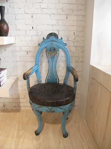 I love the color of this Allmoge armchair from Norway circa 1800.