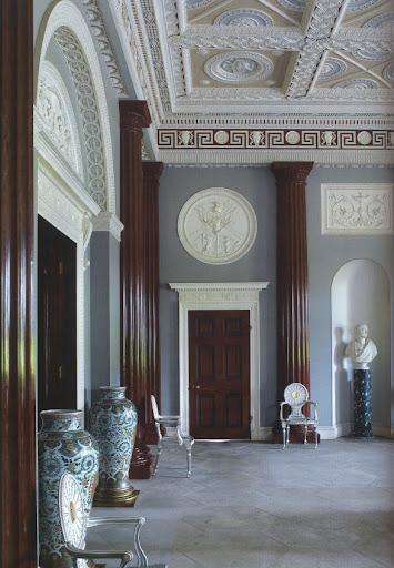 Another image from the Harewood House, this entrance hall's engaged brown columns bring contrast and stateliness to the room. Another image from the Harewood House, this entrance hall's engaged brown columns bring contrast and stateliness to the room.