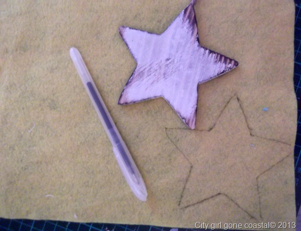 draw around shapes on to felt