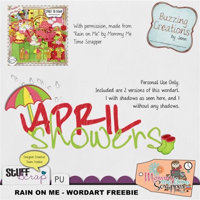 Mommy Me Time Scrapper - Rain on Me - Wordart Preview