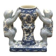 blue and white chinese porcelain monkey holder vase