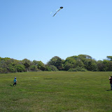 Kai flying his kite at Brenton Point in Newport - that's Eidan running nearby