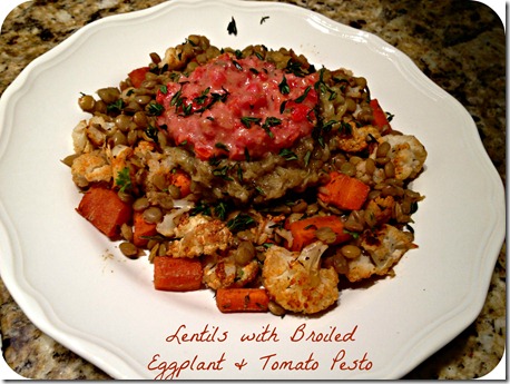 lentils w broiled eggplant