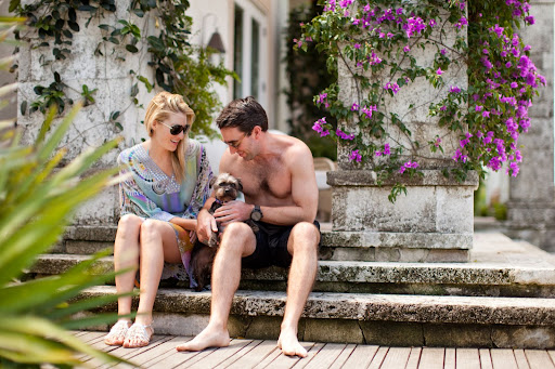 Vanessa and Gavin made time for their terrier, Bosley, before heading to the beach party on Friday. Vanessa and Gavin made time for their terrier, Bosley, before heading to the beach party on Friday.