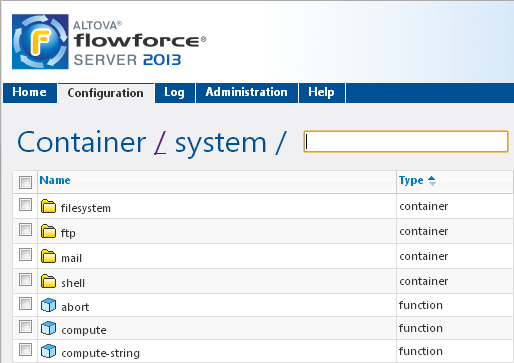 Altova FlowForce Server system containers