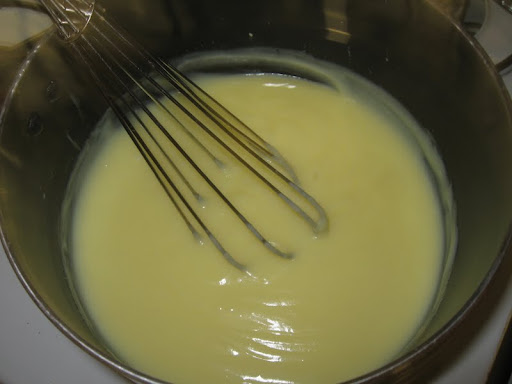 After about 8 minutes the mixture thickens up to 