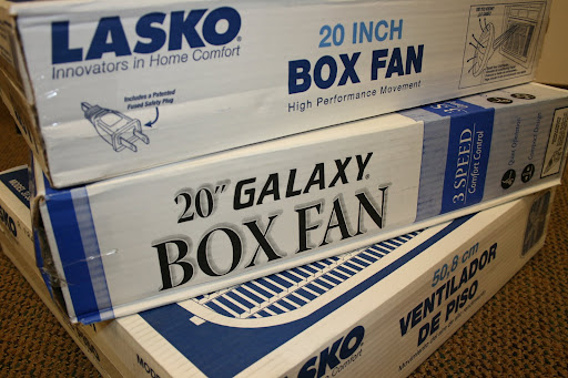 Fans are donated to help beat the heat, and utility bills this Summer as the temperature rises. (photo credit: James Mulvenon)