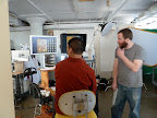 Our photographer, Bryan Gardner (right) checking out the light on our latest shot.