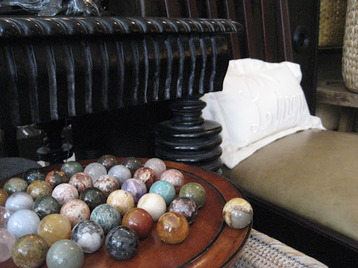 The colors of these colored stone marbles create a beautiful palette.