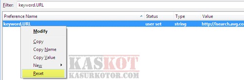 Uninstall AVG Secure Search Engine di Firefox