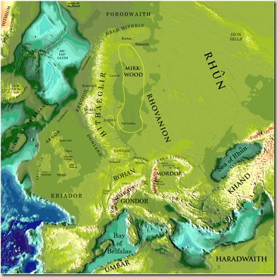 Middle-Earth sobreposta à Europa