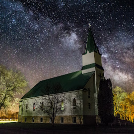 Milky Way Church by Aaron Groen - Landscapes Nightscapes ( sky, church, stars, milky way )