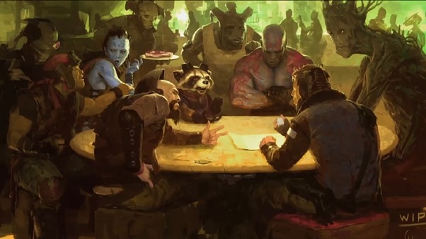 Guardians of the Galaxy Concept Art with Rocket Raccoon, Drax and Groot 01