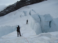 Crossing over a crevasse.