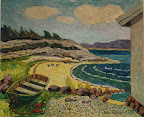 Skärgårdsmotiv Art. nr 20075. Mått ink.ram 56x48 cm. Olja på pannå. Signerad John Carlson 1973.