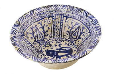 Basin for a mosque | Origin:  Iran | Period: 1700-1900 | Details:  Not Available | Type: Ceramic Modeled and glazed | Size: H: 26.9  W: 64.8   D: 64.8  cm | Museum Code: S1987.81 | Photograph and description taken from Freer and the Sackler (Smithsonian) Museums.