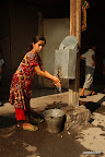 Girl washing hands at Kuntepa bazaar