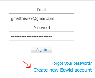 create new ecwid account
