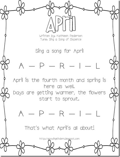 Growing Kinders: April Calendar Song
