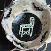 "Paper Bowl with Chair" paper/acrylic/beads