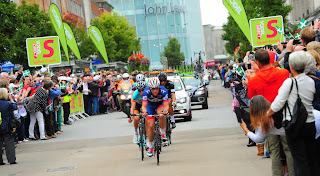 Ian Wilkinson wins the sprint on Exeter High Street