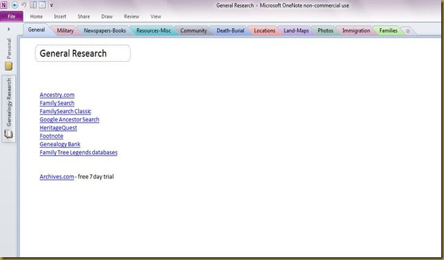 using onenote for genealogy