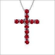 Round Ruby Cross Pendant